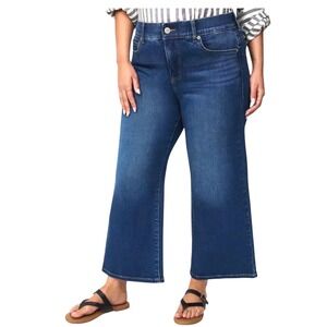 Torrid High Rise Wide Leg Size 14 Cropped Blue Denim Stretch Cotton Blend
